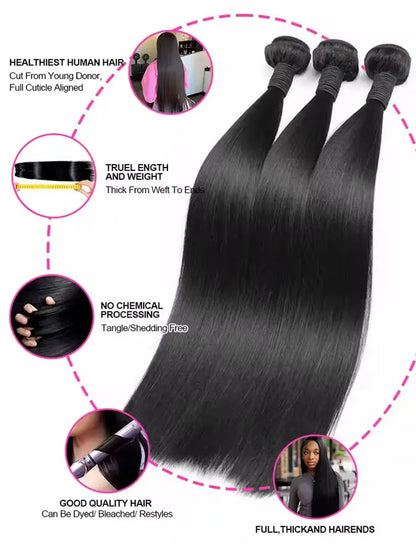 Silky Straight Human Hair Remy Brazilian