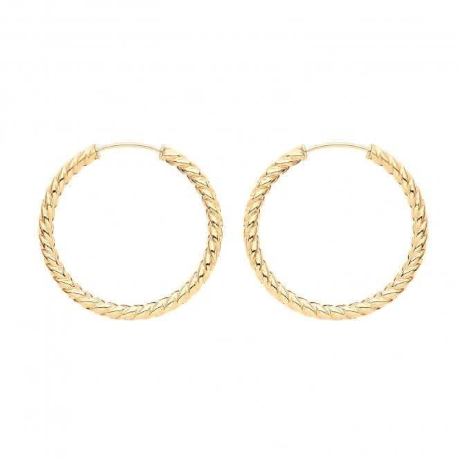 9ct Yellow Gold 21mm Twisted Sleepers ES181 - Tucan Trading