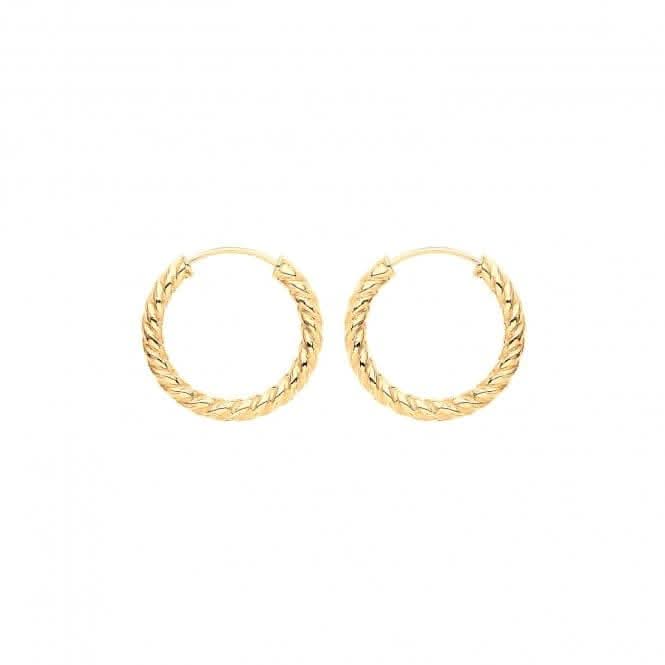 9ct Yellow Gold 21mm Twisted Sleepers ES181 - Tucan Trading