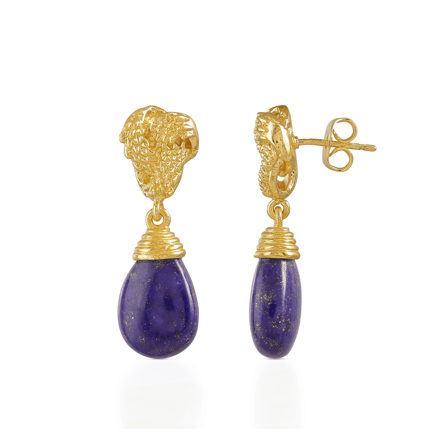 Knot Drop Gemstone Earrings Lapis - Tucan Trading