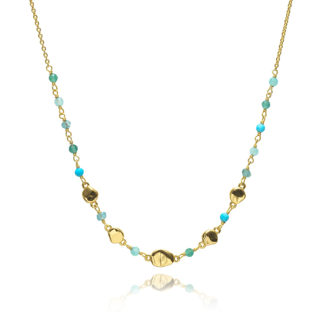 Sofia Nugget Necklace Amazonite, Apatite, Turquoise &amp; Green White Jade - Tucan Trading