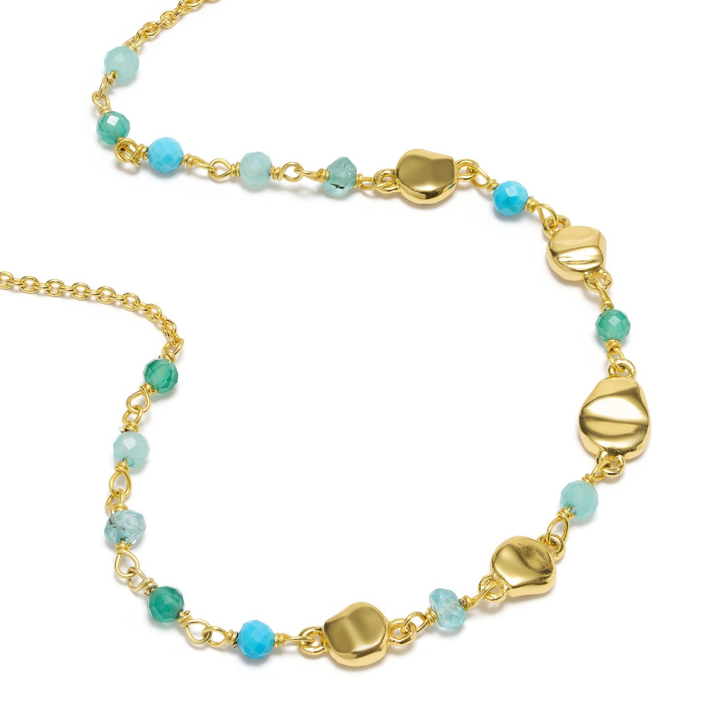 Sofia Nugget Necklace Amazonite, Apatite, Turquoise &amp; Green White Jade - Tucan Trading