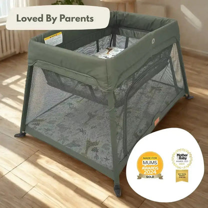 Airpod 3 Travel Cot Includes Newborn Bassinet Insert - Green - Tucan Trading