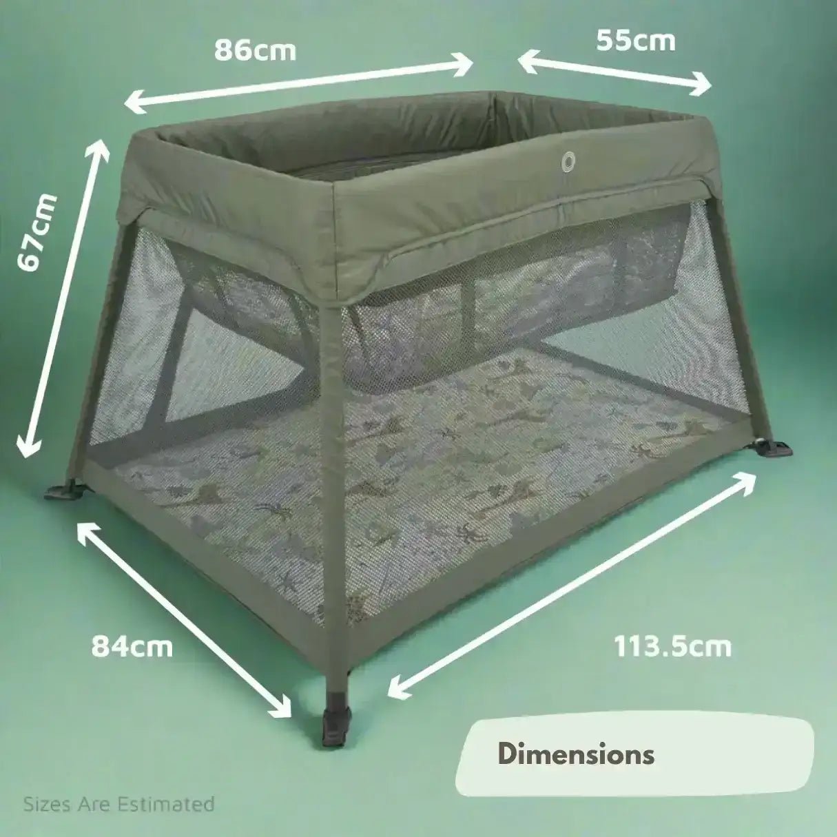 Airpod 3 Travel Cot Includes Newborn Bassinet Insert - Green - Tucan Trading