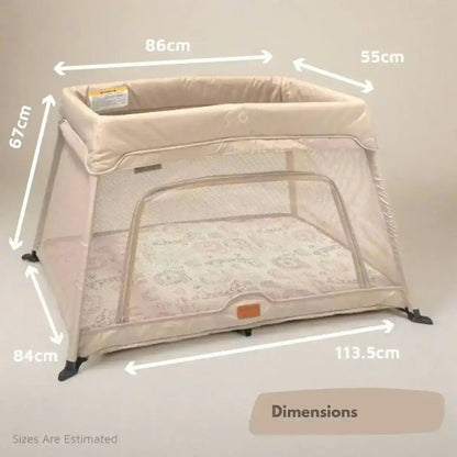 Airpod 3 Travel Cot Includes Newborn Bassinet Insert - Beige - Tucan Trading