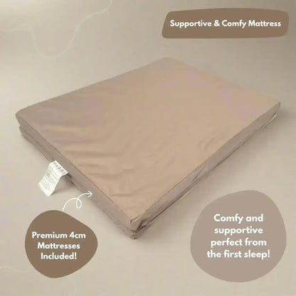 Airpod 3 Travel Cot Includes Newborn Bassinet Insert - Beige - Tucan Trading