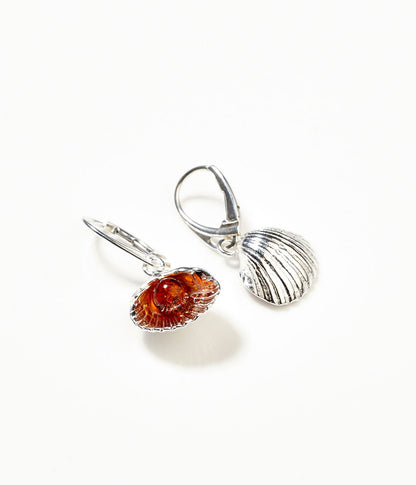 Amber Sea Shell Drop Earrings - Tucan Trading