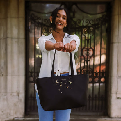 Anya Star Studded Tote Bag - Black &amp; Gold