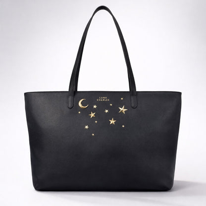 Anya Star Studded Tote Bag - Black &amp; Gold