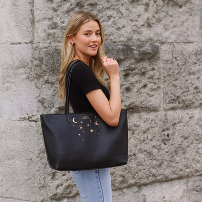 Anya Star Studded Tote Bag - Black &amp; Gold