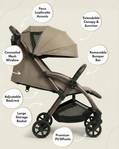 Venture Avio Compact Travel Baby Stroller - Truffle - Tucan Trading