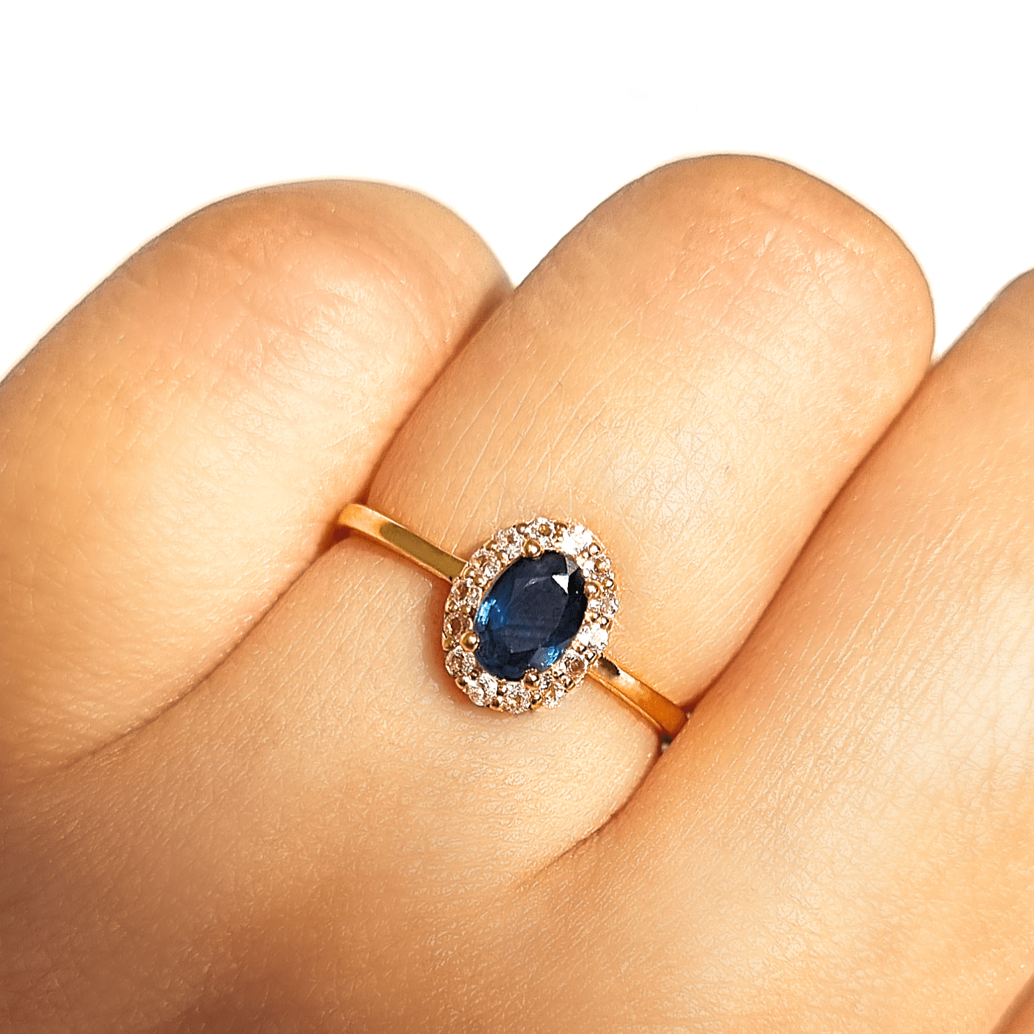 Blue Sapphire Ring in 18k Gold Vermeil - Tucan Trading