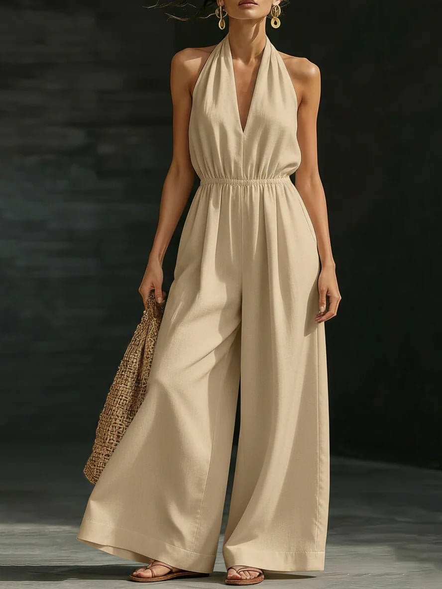 Casual Halter Neck Jumpsuit For Women | V-Neck Jumpsuit Women