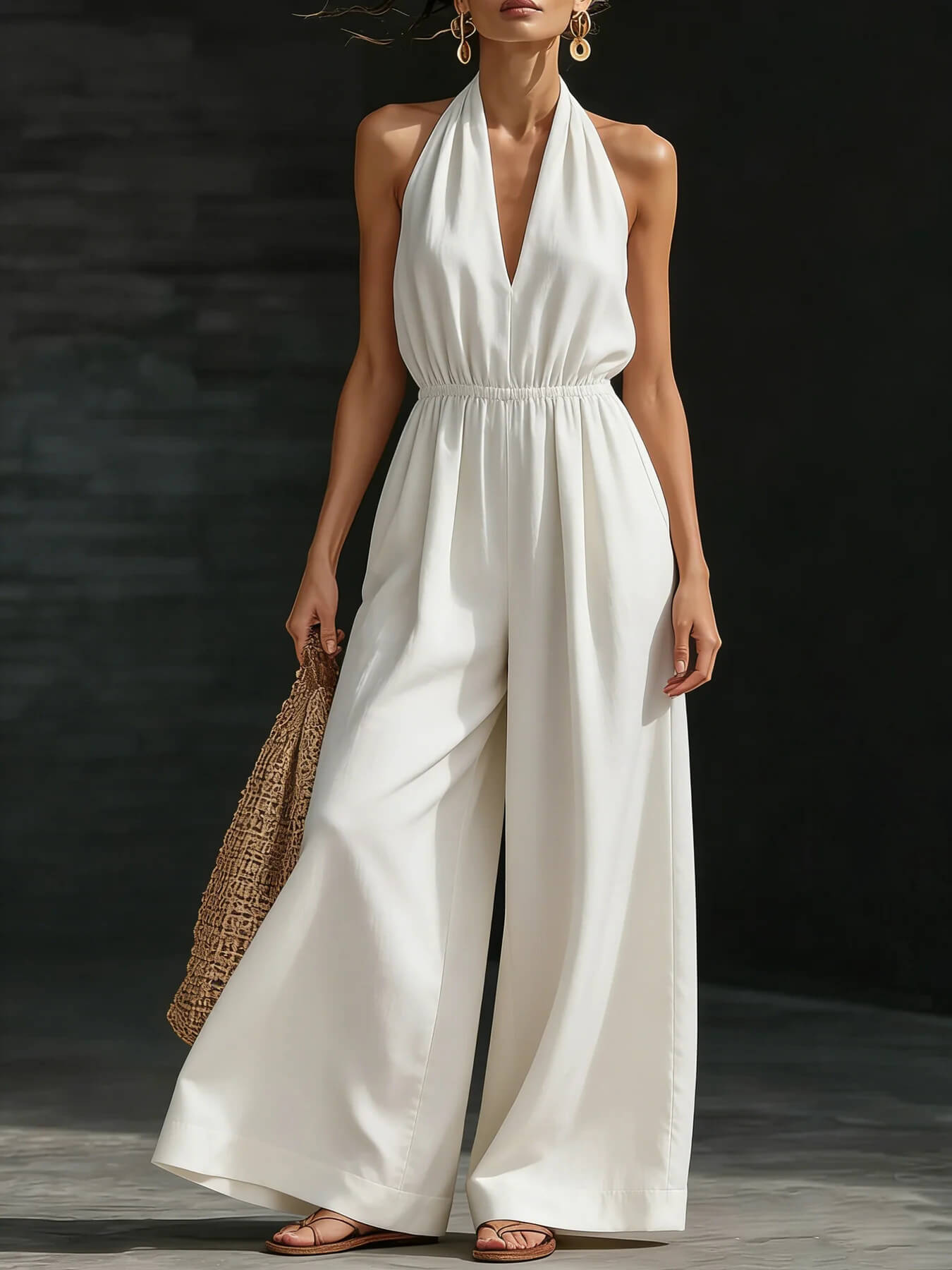 Casual Halter Neck Jumpsuit For Women | V-Neck Jumpsuit Women