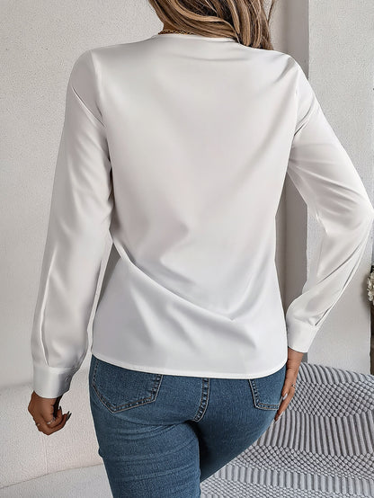 Casual V Neck Blouse Long Sleeve Women Fashion | Elegant Blouse Women