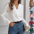 Casual V Neck Blouse Long Sleeve Women Fashion | Elegant Blouse Women