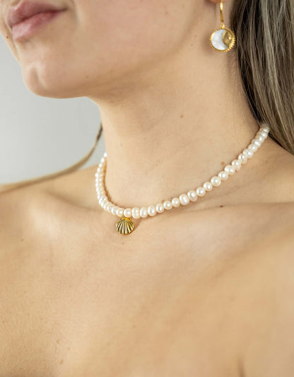 Sea Shell Pearl Necklace - Tucan Trading