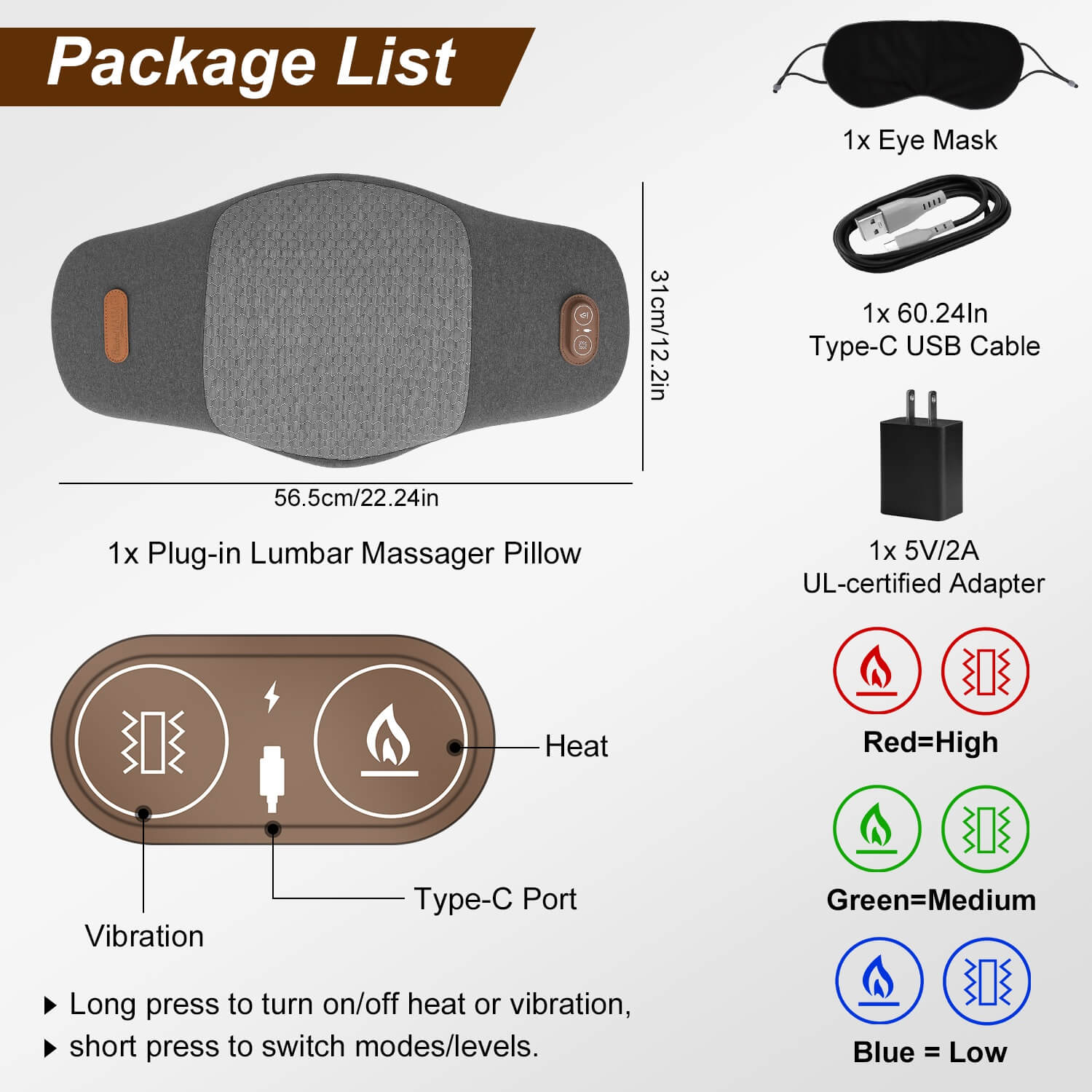 Electric Lumbar Support Pillow With Massage | 2 In 1 Lumbar Massager