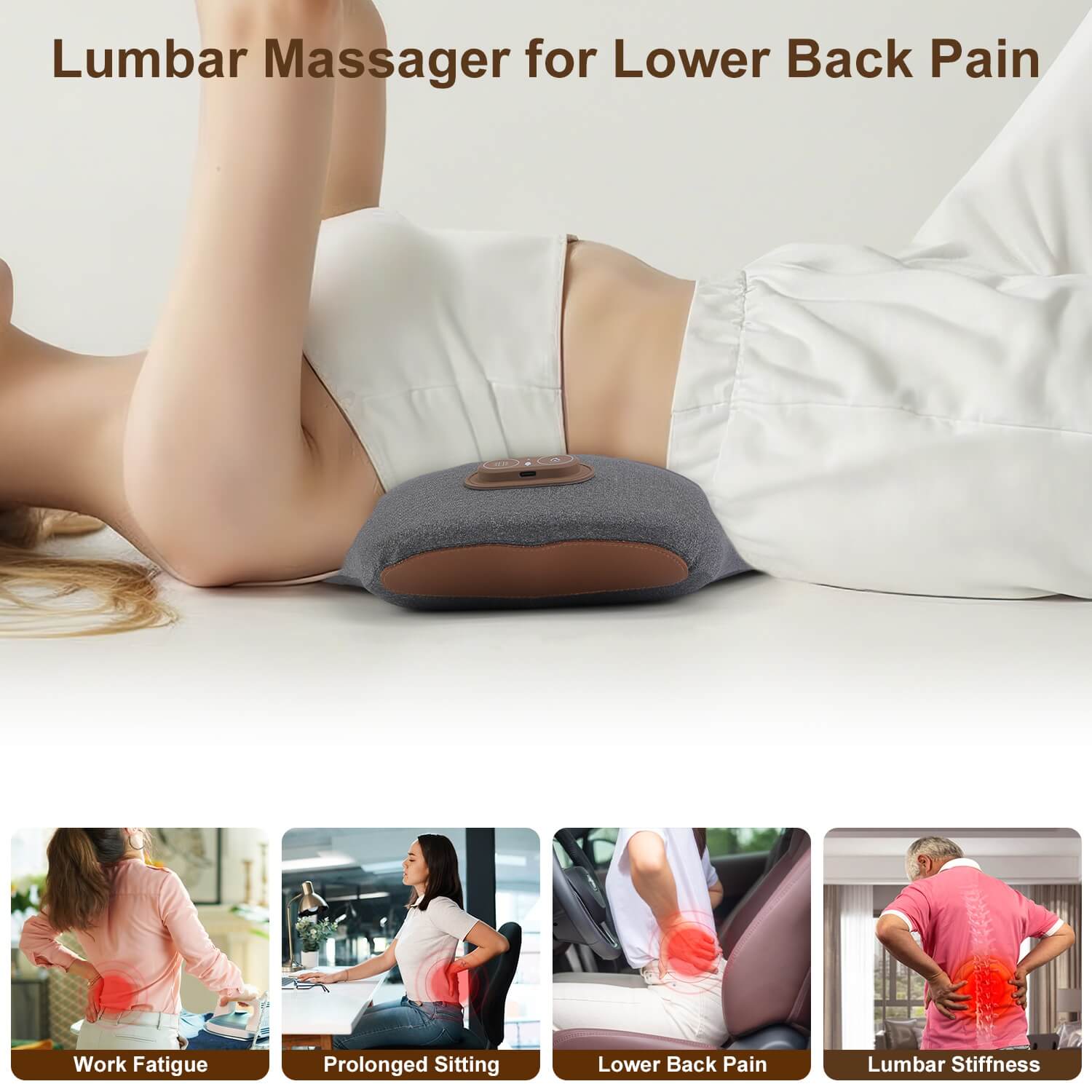 Electric Lumbar Support Pillow With Massage | 2 In 1 Lumbar Massager