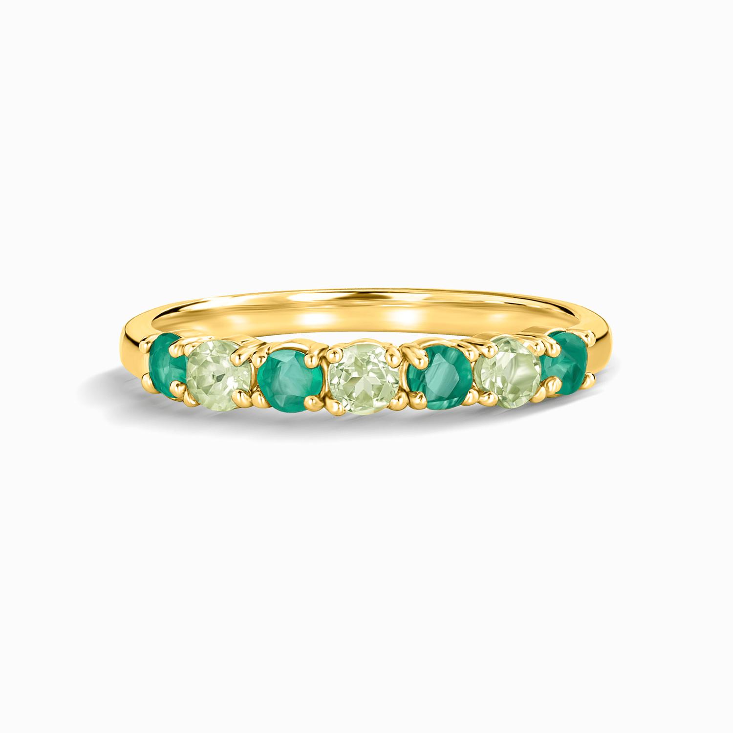 Emerald &amp; Peridot Half Eternity Band in 18K Gold Vermeil Ring - Tucan Trading