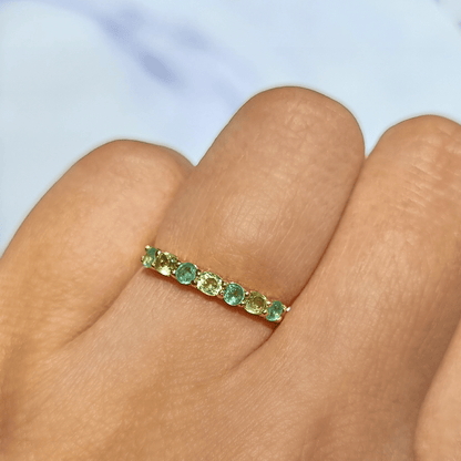 Emerald &amp; Peridot Half Eternity Band in 18K Gold Vermeil Ring - Tucan Trading