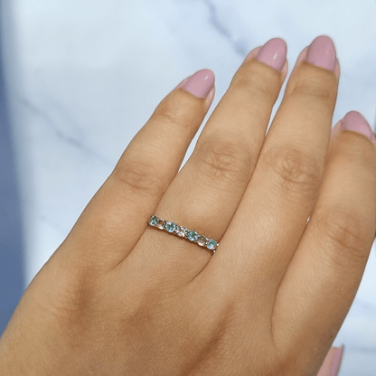 Emerald &amp; Peridot Half Eternity Band in 18K Gold Vermeil Ring - Tucan Trading