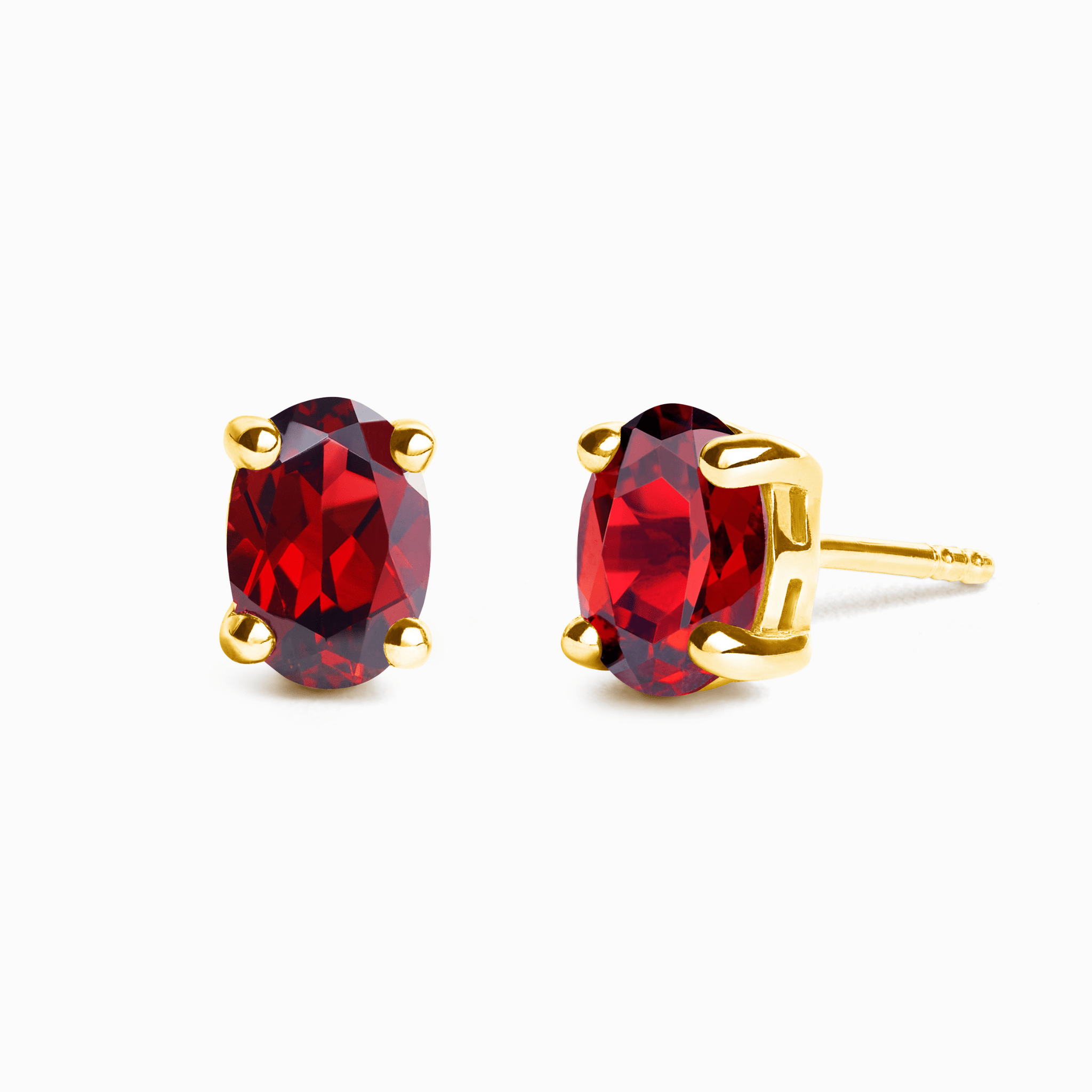 Garnet Oval Stud Earrings in 18k Gold Vermeil - Tucan Trading