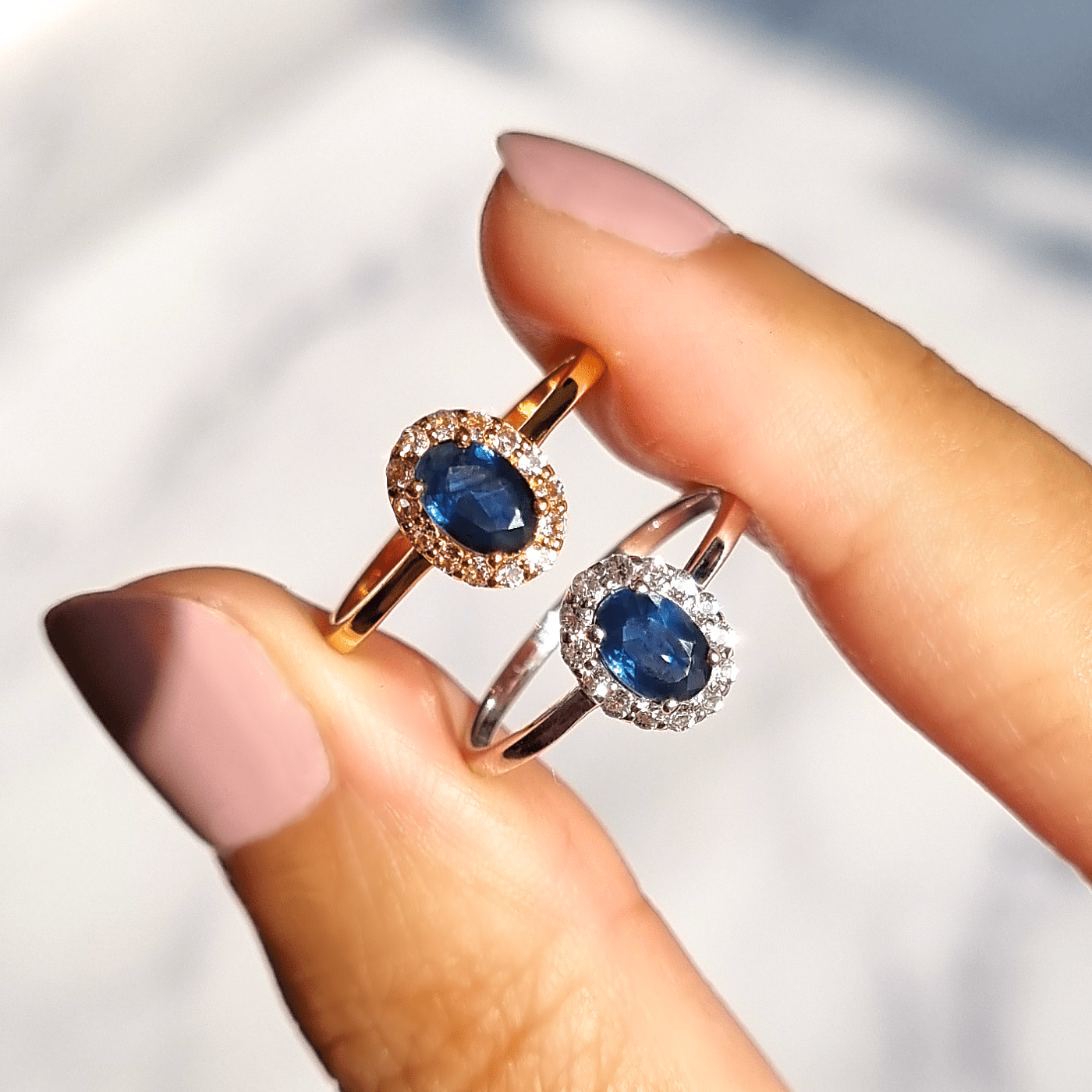 Blue Sapphire Ring in 18k Gold Vermeil - Tucan Trading