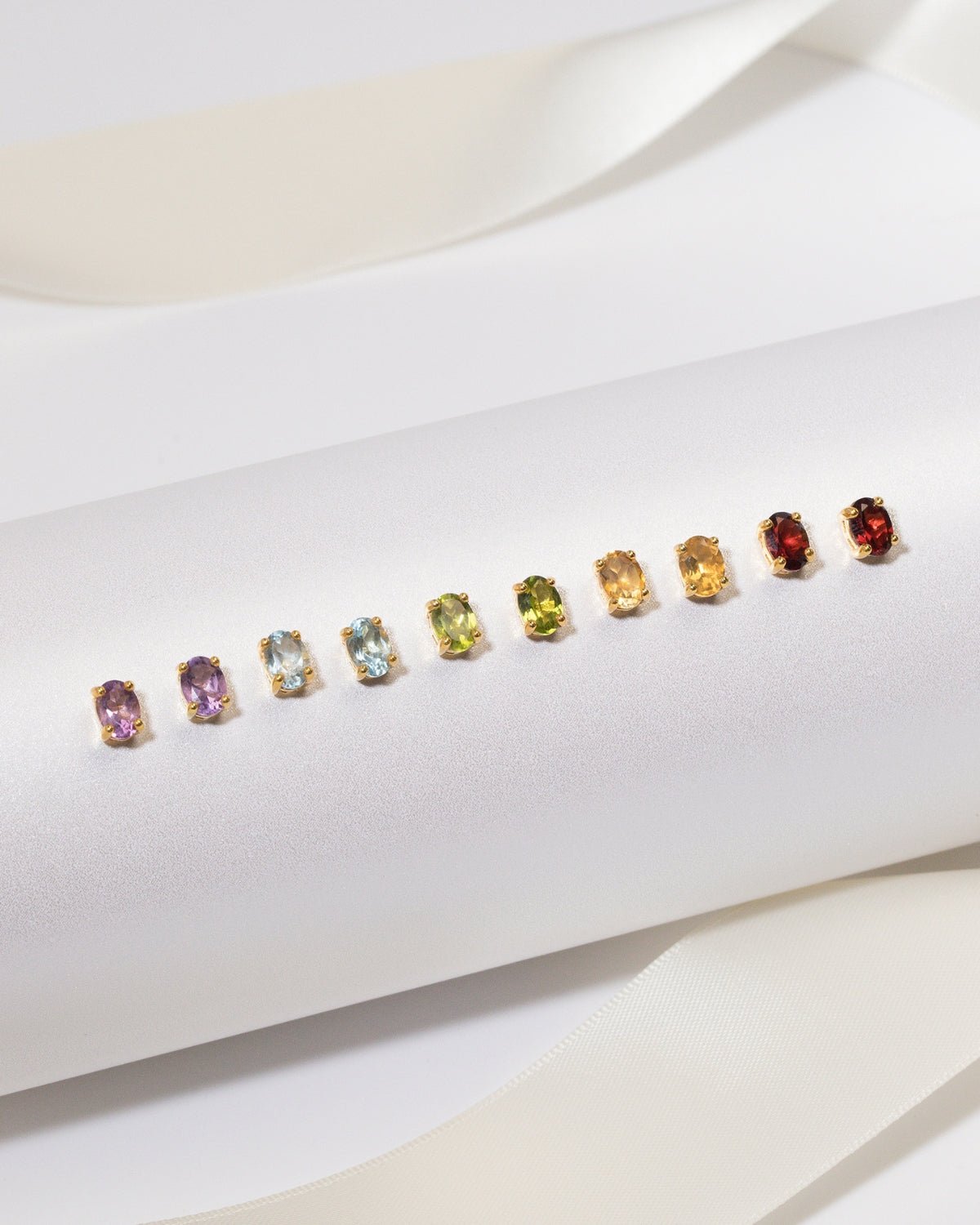 Garnet Oval Stud Earrings in 18k Gold Vermeil - Tucan Trading