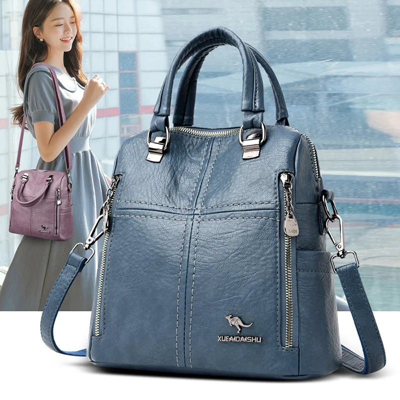 Hot Sale High Quality Leather Backpack Women Shoulder Bags Multifunction Travel Backpack School Bags for Girls Bagpack Mochila - Tucan Trading
