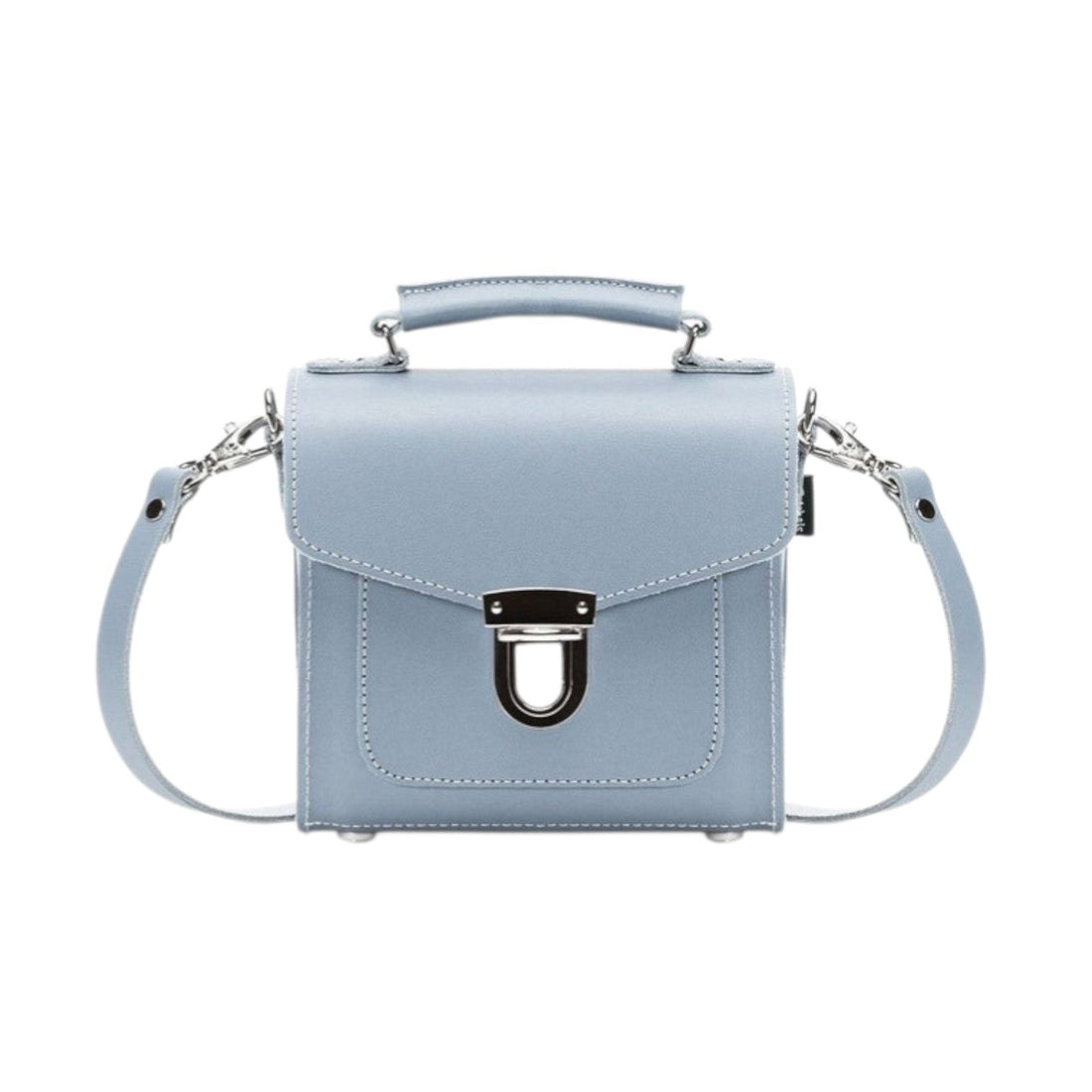 Handmade Leather Sugarcube Handbag - Lilac Grey - Tucan Trading