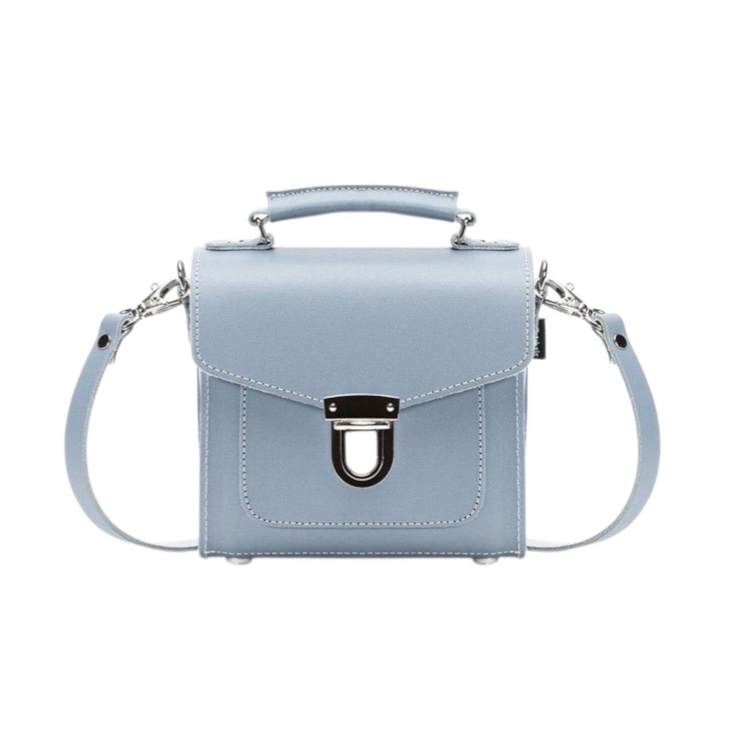 Handmade Leather Sugarcube Handbag - Lilac Grey - Tucan Trading