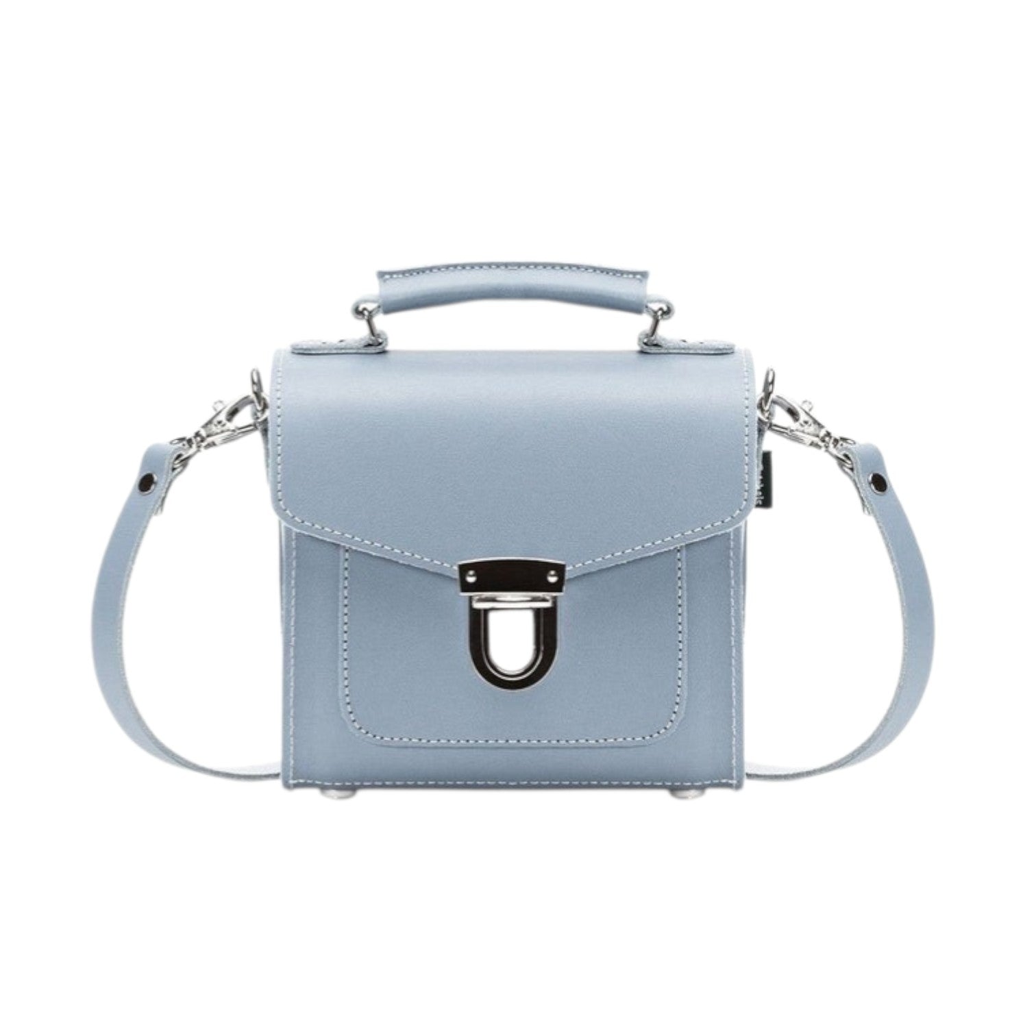 Handmade Leather Sugarcube Handbag - Lilac Grey - Tucan Trading