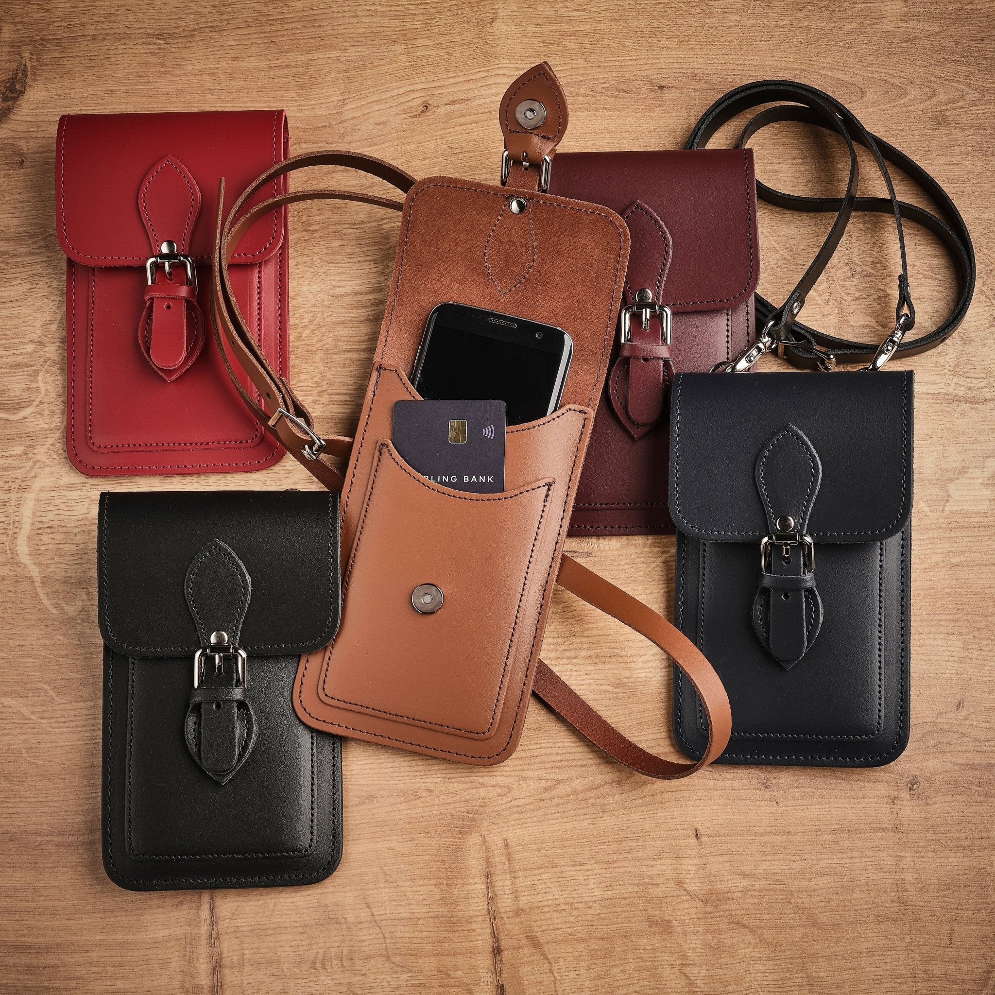 Handmade Leather Mobile Phone Pouch Plus - Black - Tucan Trading