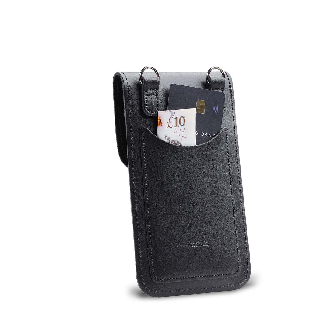 Handmade Leather Mobile Phone Pouch Plus - Black - Tucan Trading