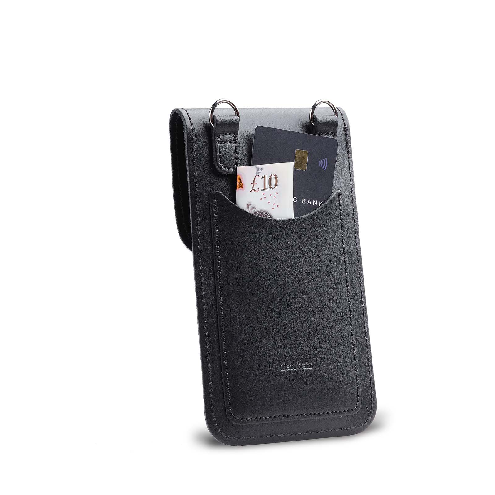 Handmade Leather Mobile Phone Pouch Plus - Black - Tucan Trading