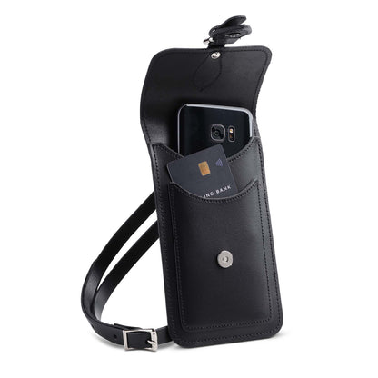 Handmade Leather Mobile Phone Pouch Plus - Black - Tucan Trading