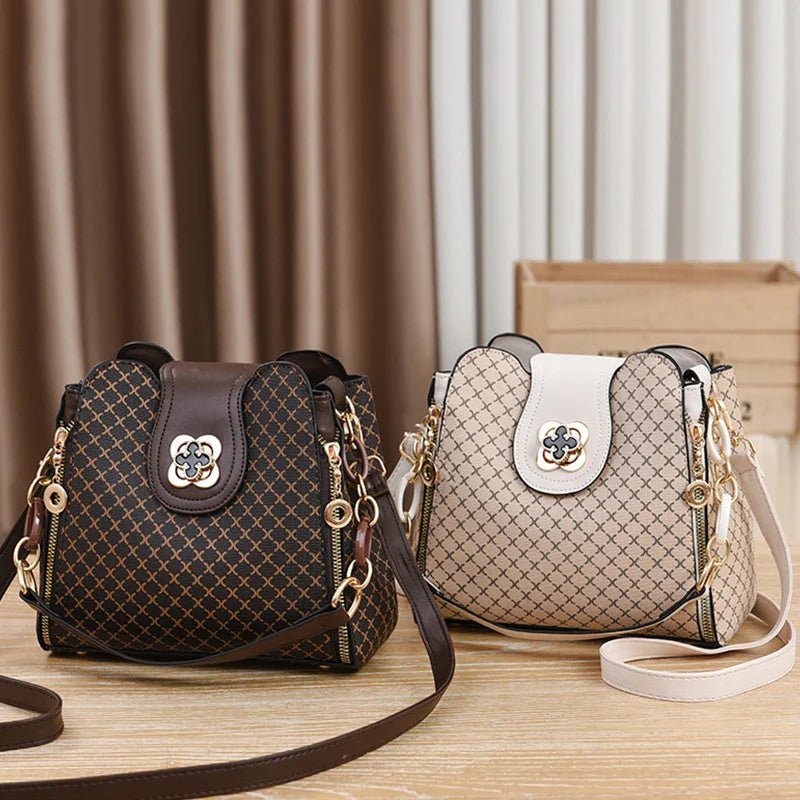 New Women Handbag Bag Luxury Design Bucket Shoulder Crossbody Bag Flip Check Print Large Capacity Single Shoulder Straddle Bag - Tucan Trading