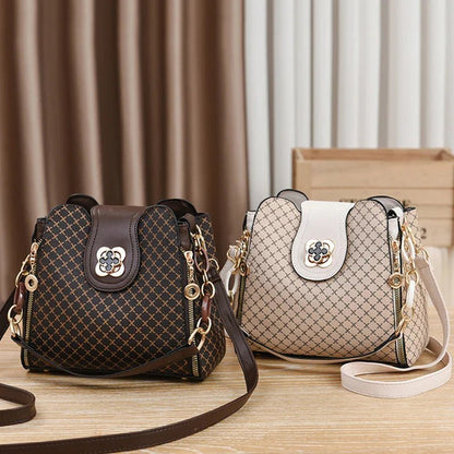 New Women Handbag Bag Luxury Design Bucket Shoulder Crossbody Bag Flip Check Print Large Capacity Single Shoulder Straddle Bag - Tucan Trading