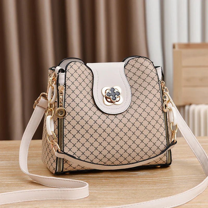 New Women Handbag Bag Luxury Design Bucket Shoulder Crossbody Bag Flip Check Print Large Capacity Single Shoulder Straddle Bag - Tucan Trading