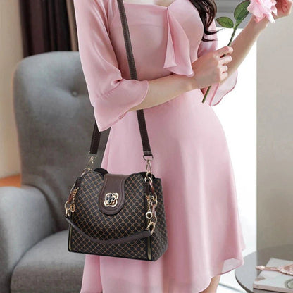 New Women Handbag Bag Luxury Design Bucket Shoulder Crossbody Bag Flip Check Print Large Capacity Single Shoulder Straddle Bag - Tucan Trading