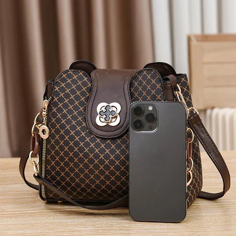 New Women Handbag Bag Luxury Design Bucket Shoulder Crossbody Bag Flip Check Print Large Capacity Single Shoulder Straddle Bag - Tucan Trading