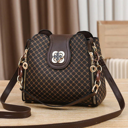 New Women Handbag Bag Luxury Design Bucket Shoulder Crossbody Bag Flip Check Print Large Capacity Single Shoulder Straddle Bag - Tucan Trading