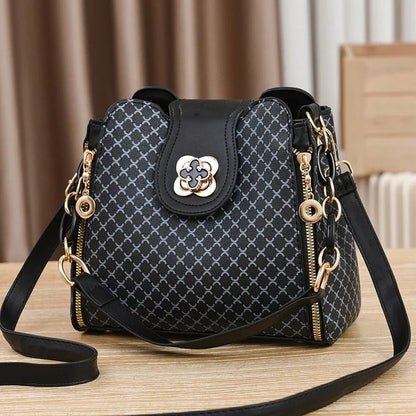 New Women Handbag Bag Luxury Design Bucket Shoulder Crossbody Bag Flip Check Print Large Capacity Single Shoulder Straddle Bag - Tucan Trading