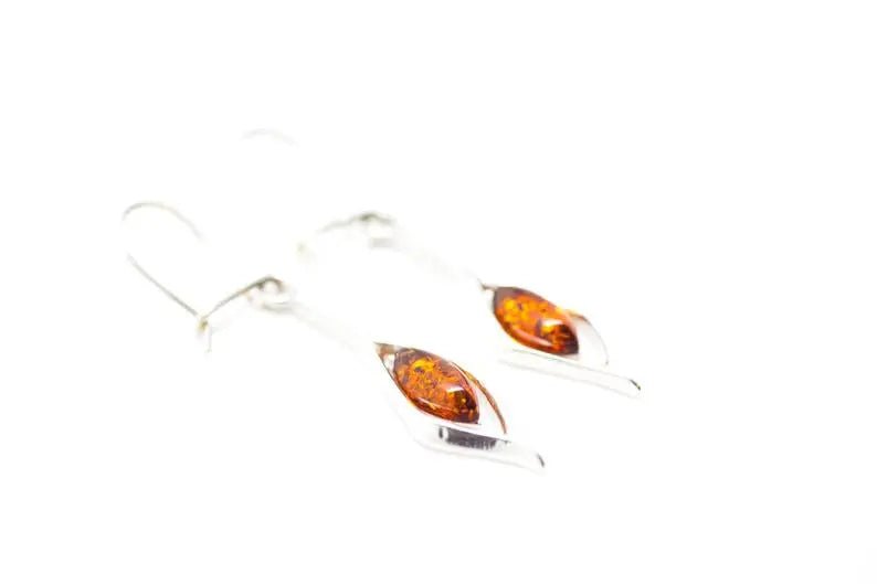 Small Droplet Amber Dangle Earrings - Tucan Trading