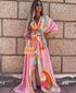 Women’s V - Neck Short Sleeve Printed Maxi Dress | Long Floral Dress - Tucan Trading