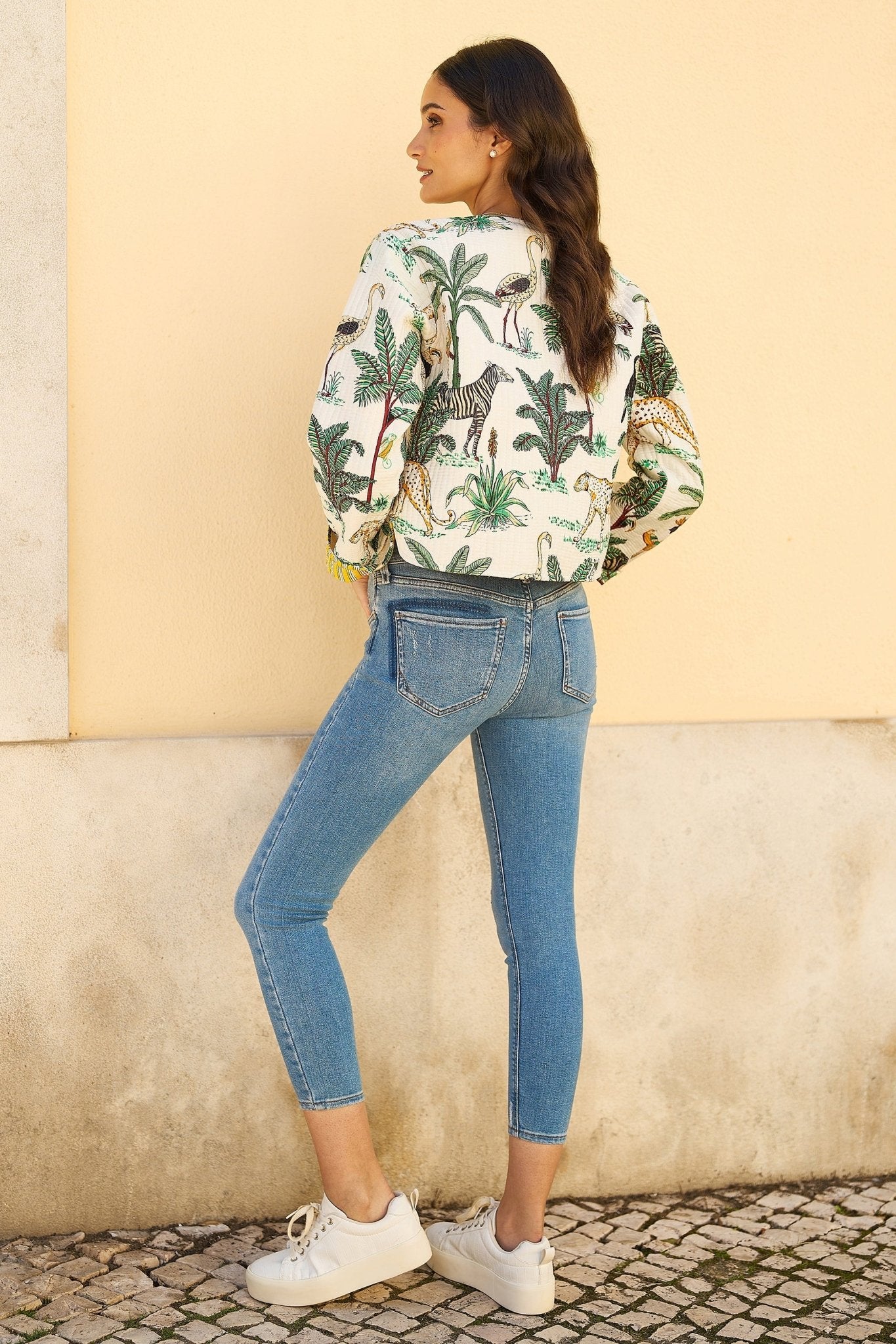 Yumi White Animal Reversible Cotton Quilted Jacket - Tucan Trading