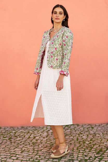 Yumi Pink Floral Reversible Cotton Quilted Jacket - Tucan Trading