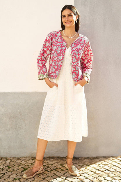 Yumi Pink Floral Reversible Cotton Quilted Jacket - Tucan Trading