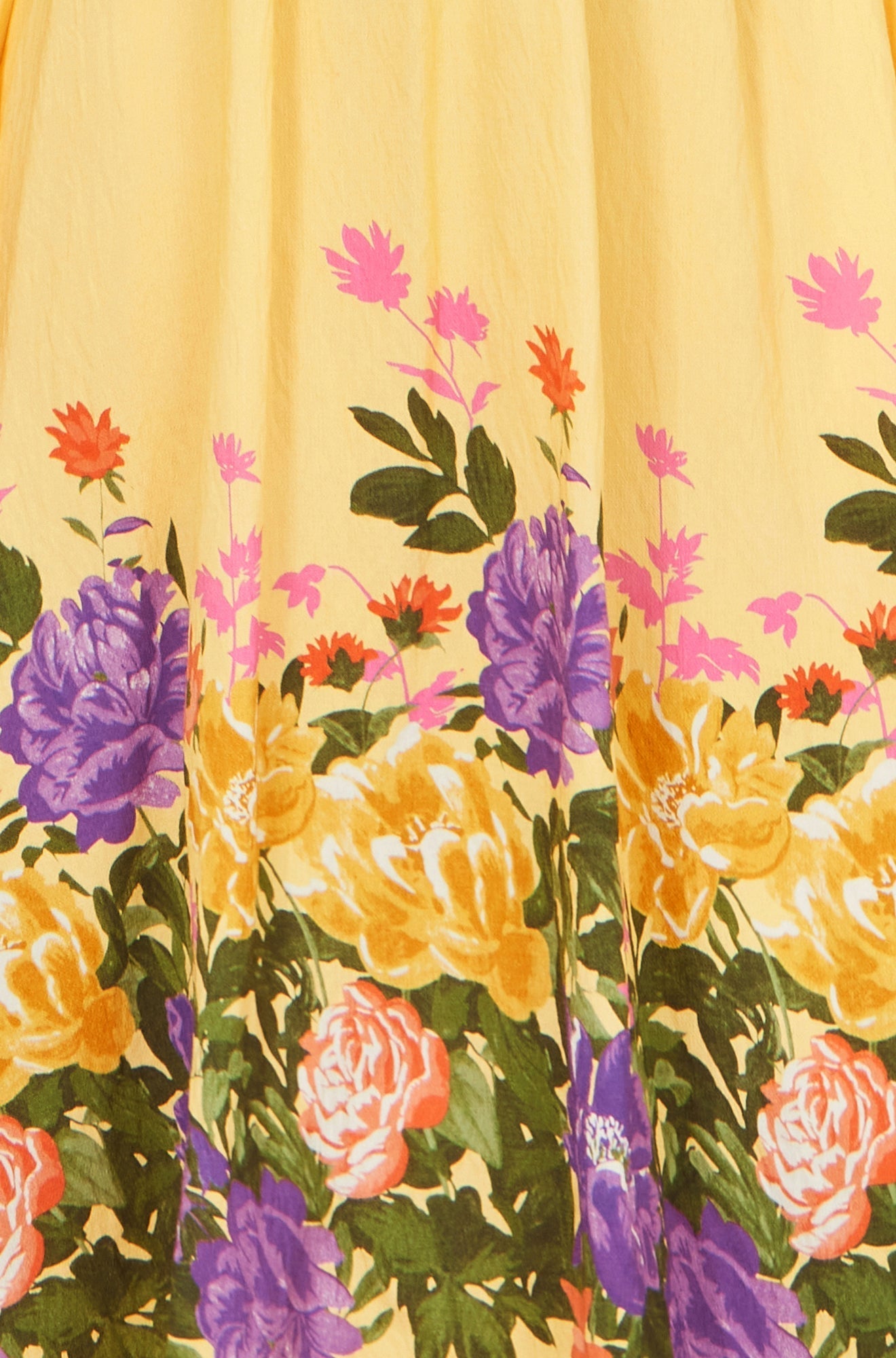 Yumi Butter Yellow Floral Mirror Print Viscose Midi Dress - Tucan Trading